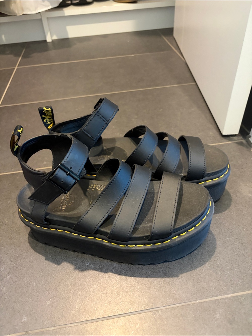 Dr. Martens Black Blade Athena Learher Strap Sandals - Picture 2 of 5